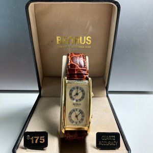 Benrus Quartz Men's Dual Time Rectangular Watch BN 533 138 PC11